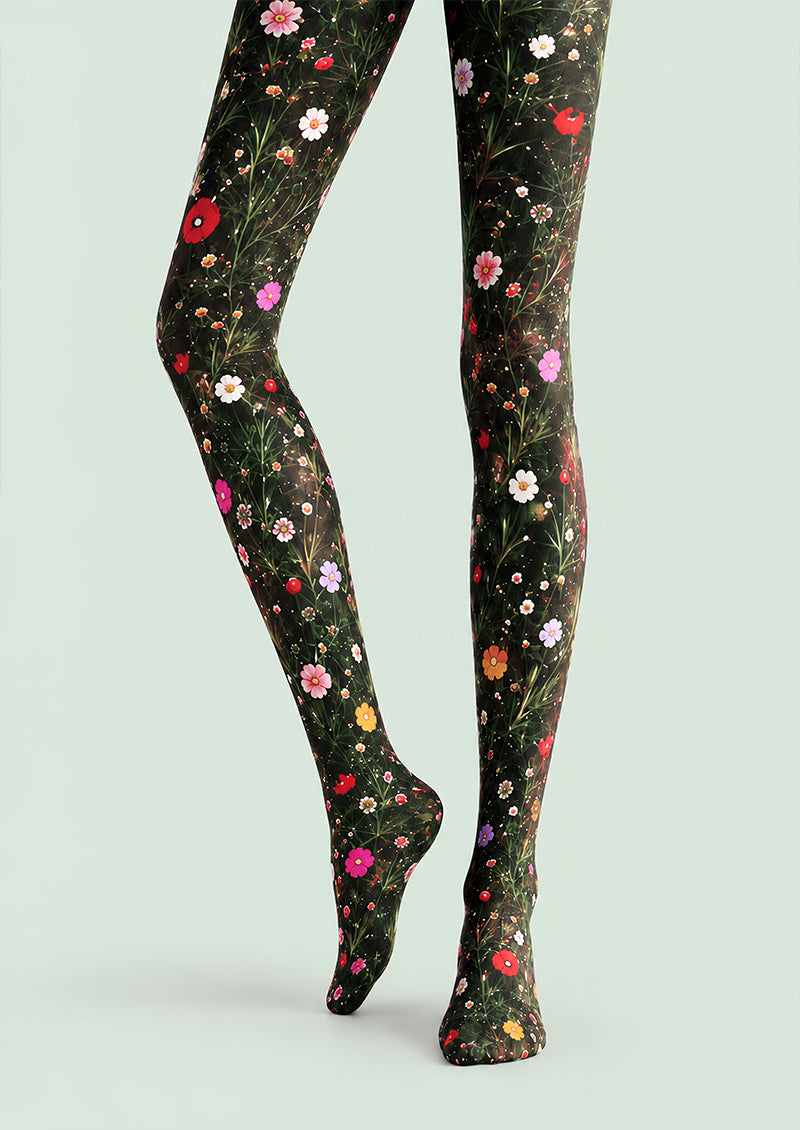 Wildflower Garden Floral Tights Hosiery Pantyhose L69-40