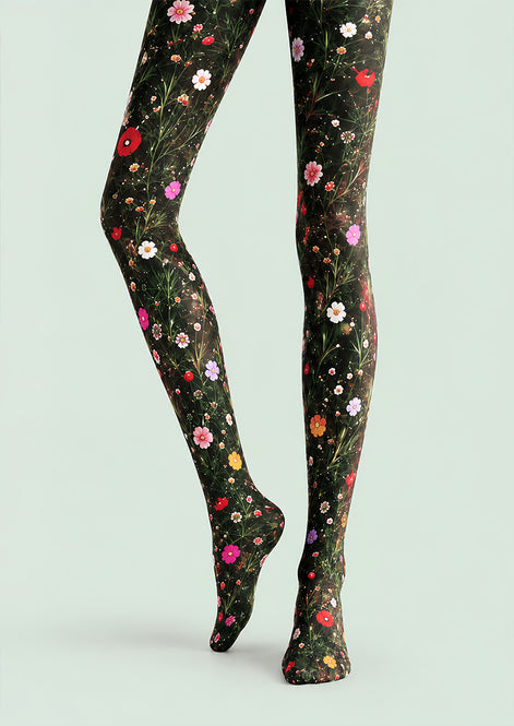 Wildflower Garden Floral Tights Hosiery Pantyhose L69-40