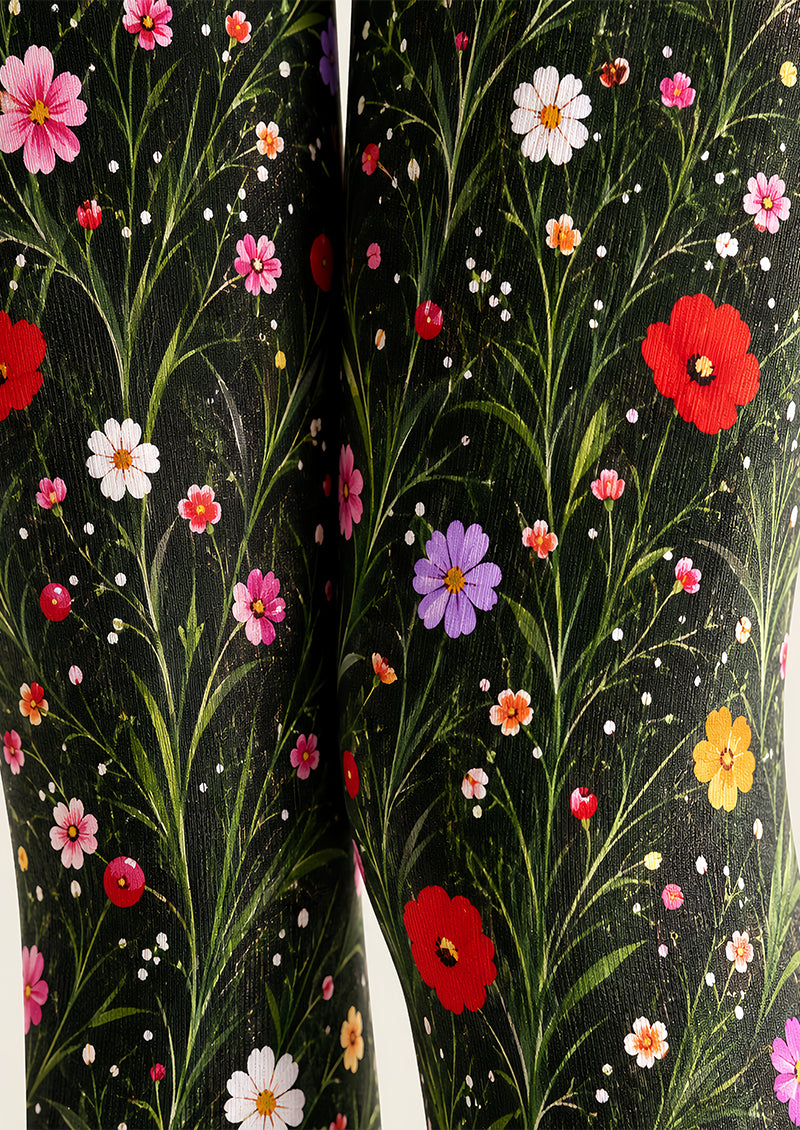 Wildflower Garden Floral Tights Hosiery Pantyhose L69-40