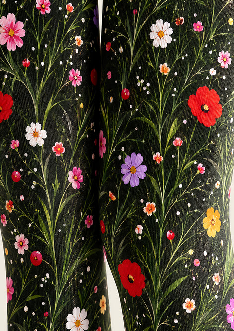 Wildflower Garden Floral Tights Hosiery Pantyhose L69-40