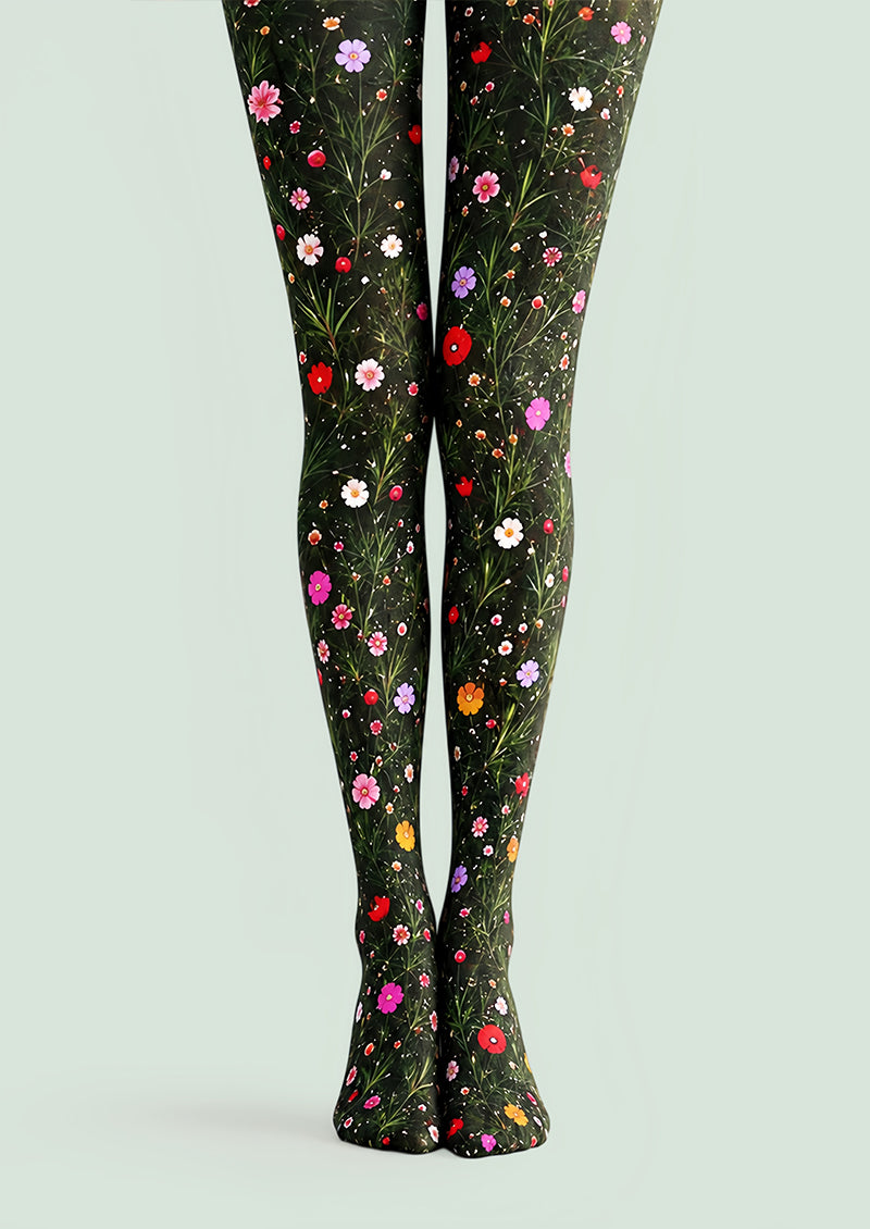 Wildflower Garden Floral Tights Hosiery Pantyhose L69-40