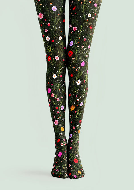Wildflower Garden Floral Tights Hosiery Pantyhose L69-40