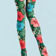 Tropical Floral Tights Hosiery Pantyhose L69-42