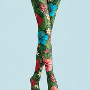 Tropical Floral Tights Hosiery Pantyhose L69-42