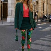 Tropical Floral Tights Hosiery Pantyhose L69-42