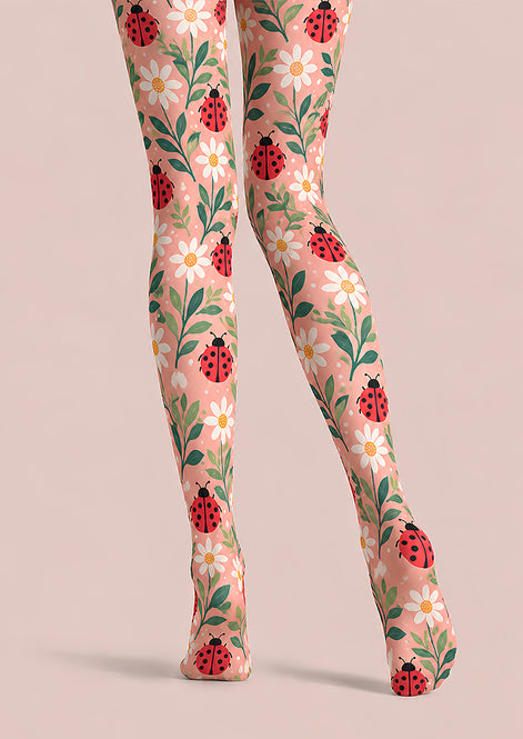 Cute Ladybug Floral Tights Hosiery Pantyhose L69-45