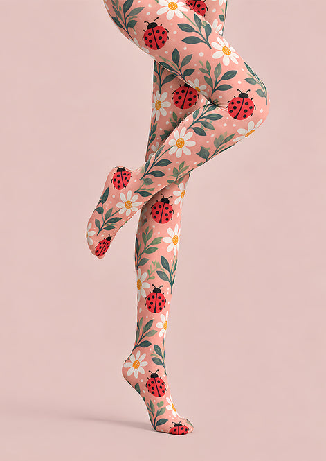Cute Ladybug Floral Tights Hosiery Pantyhose L69-45