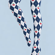 Preppy Cherry Pattern Argyle Diamond Tights L69-46