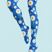 Blue Butterfly Daisy Print Tights Pantyhose L69-47