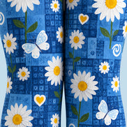 Blue Butterfly Daisy Print Tights Pantyhose L69-47