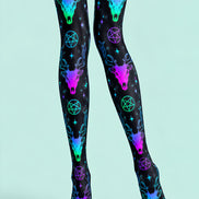 Neon Deer Skull Graphic Tights Hosiery Pantyhose L69-48