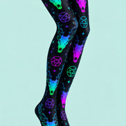 Neon Deer Skull Graphic Tights Hosiery Pantyhose L69-48
