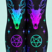 Neon Deer Skull Graphic Tights Hosiery Pantyhose L69-48
