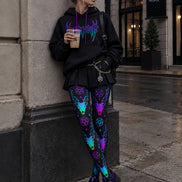 Neon Deer Skull Graphic Tights Hosiery Pantyhose L69-48