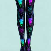 Neon Deer Skull Graphic Tights Hosiery Pantyhose L69-48