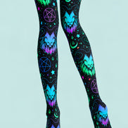 Neon Goat Skull Graphic Tights Hosiery Pantyhose L69-49