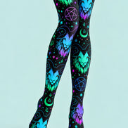 Neon Goat Skull Graphic Tights Hosiery Pantyhose L69-49