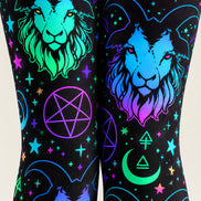 Neon Goat Skull Graphic Tights Hosiery Pantyhose L69-49