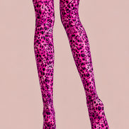 Hot Pink Leopard Print Tights Hosiery Pantyhose L69-5