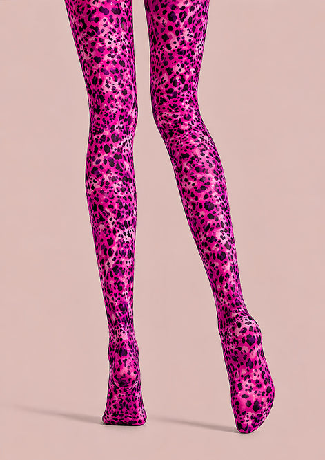 Hot Pink Leopard Print Tights Hosiery Pantyhose L69-5