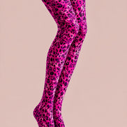 Hot Pink Leopard Print Tights Hosiery Pantyhose L69-5