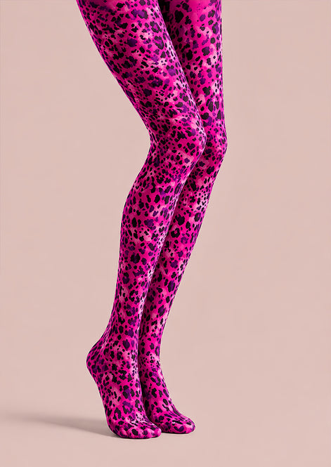 Hot Pink Leopard Print Tights Hosiery Pantyhose L69-5