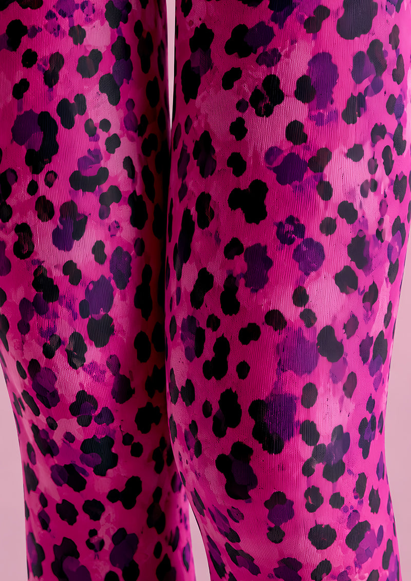 Hot Pink Leopard Print Tights Hosiery Pantyhose L69-5