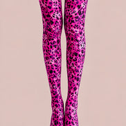 Hot Pink Leopard Print Tights Hosiery Pantyhose L69-5