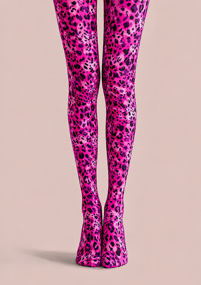 Hot Pink Leopard Print Tights Hosiery Pantyhose L69-5