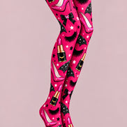 Pink Makeup Print Tights Hosiery Pantyhose L69-50
