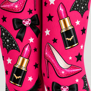 Pink Makeup Print Tights Hosiery Pantyhose L69-50