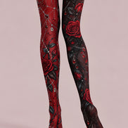 Gothic Red Rose Chain Tights Hosiery Pantyhose L69-51
