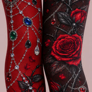 Gothic Red Rose Chain Tights Hosiery Pantyhose L69-51
