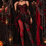 Gothic Red Rose Chain Tights Hosiery Pantyhose L69-51