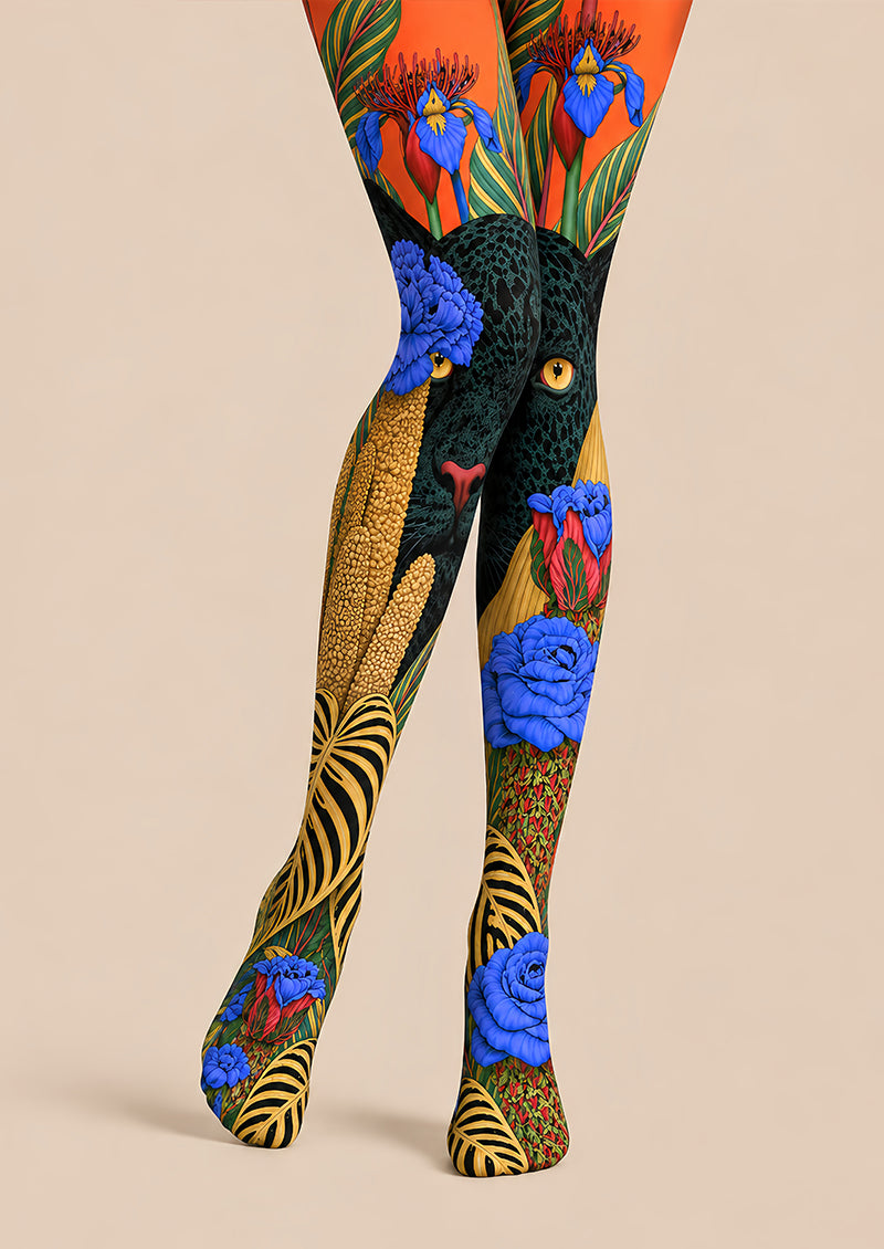 Black Panther Floral Graphic Tights Hosiery Pantyhose L69-52
