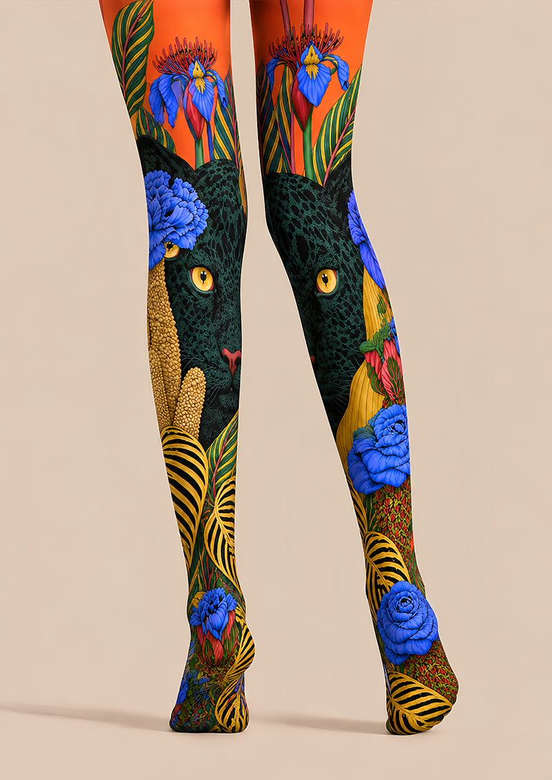 Black Panther Floral Graphic Tights Hosiery Pantyhose L69-52
