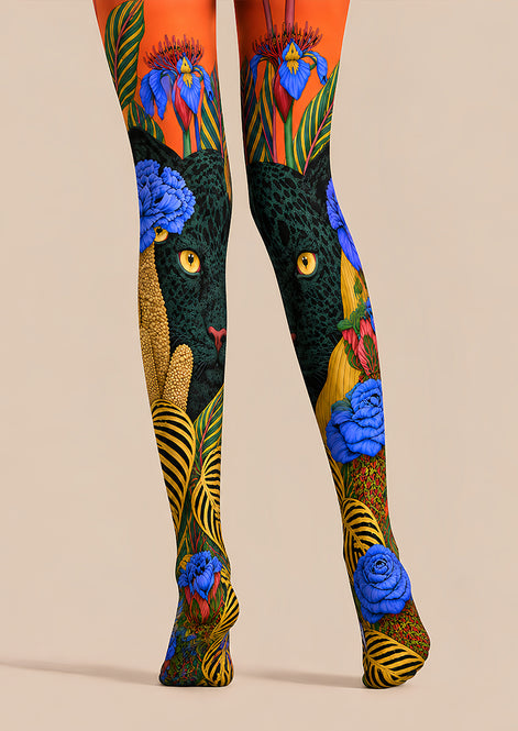 Black Panther Floral Graphic Tights Hosiery Pantyhose L69-52