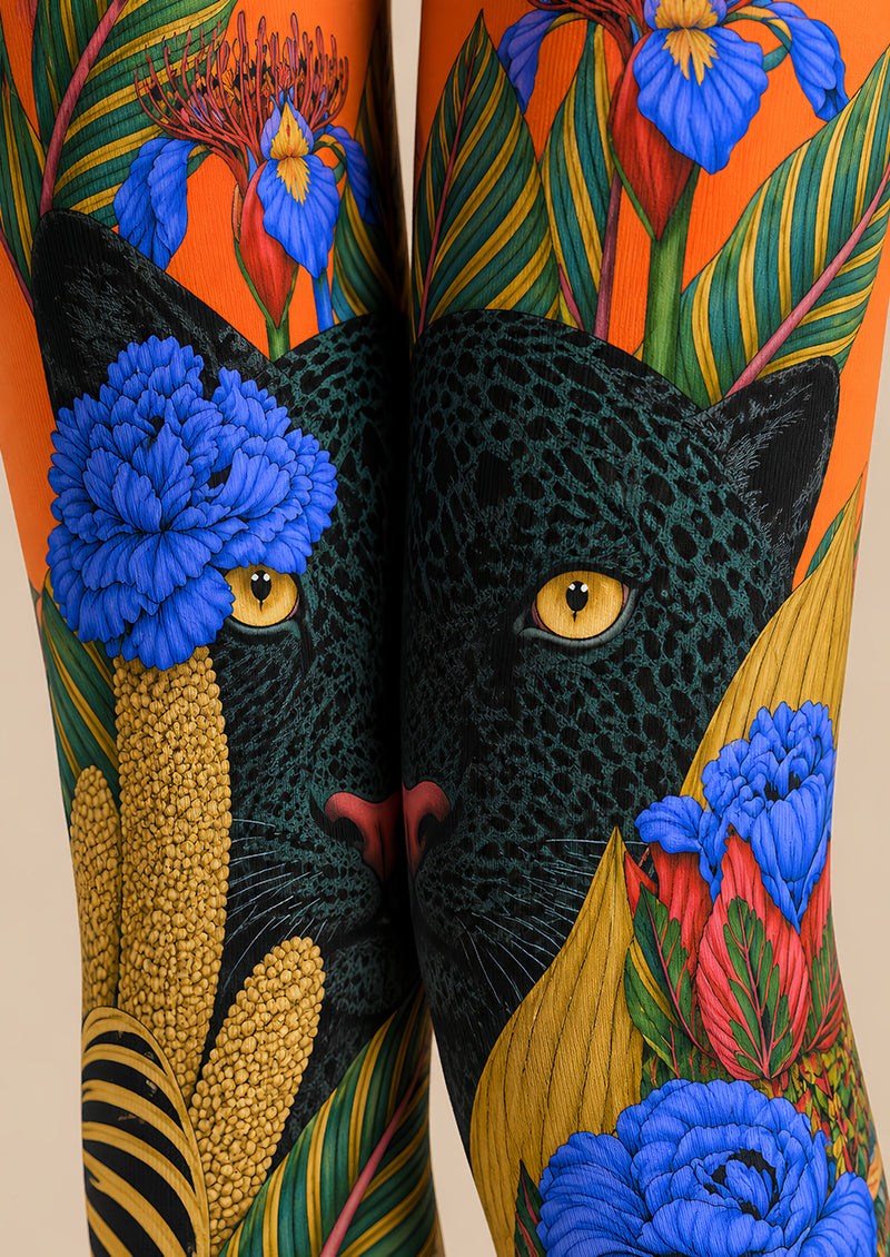 Black Panther Floral Graphic Tights Hosiery Pantyhose L69-52