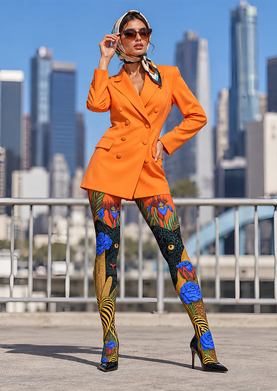 Black Panther Floral Graphic Tights Hosiery Pantyhose L69-52