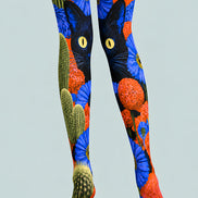 Black Cat Floral Graphic Tights Hosiery Pantyhose L69-53