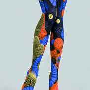 Black Cat Floral Graphic Tights Hosiery Pantyhose L69-53
