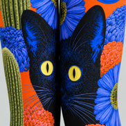 Black Cat Floral Graphic Tights Hosiery Pantyhose L69-53