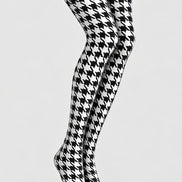 Black White Houndstooth Tights Hosiery Pantyhose L69-55