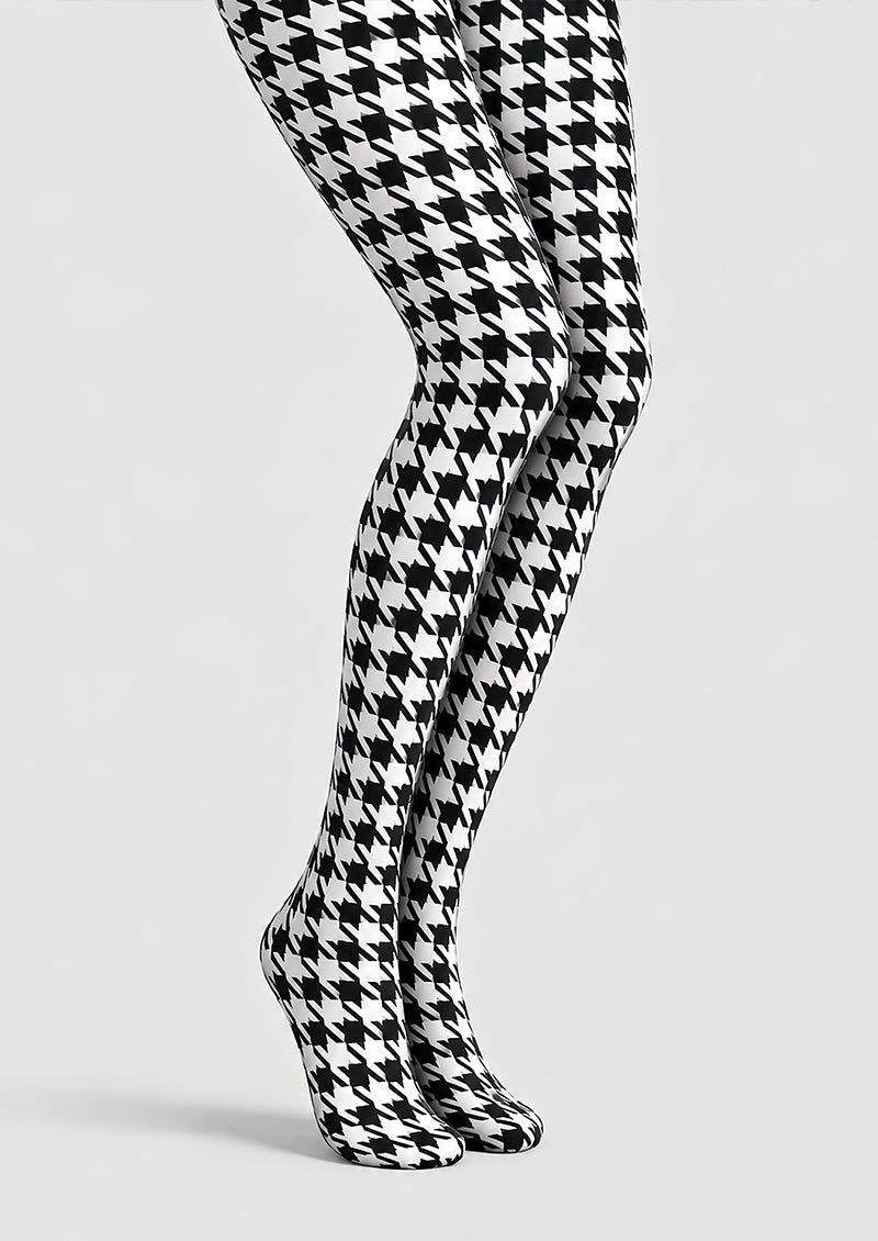 Black White Houndstooth Tights Hosiery Pantyhose L69-55