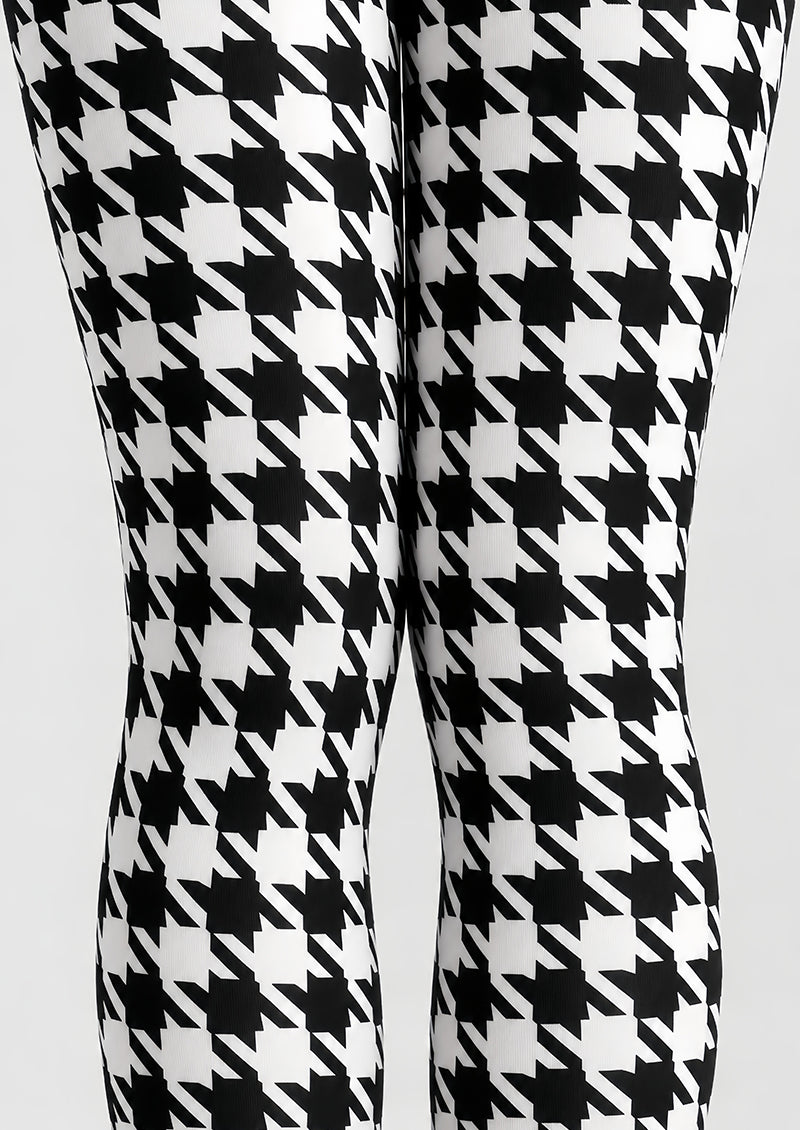 Black White Houndstooth Tights Hosiery Pantyhose L69-55