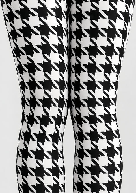 Black White Houndstooth Tights Hosiery Pantyhose L69-55