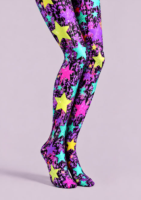 Y2K Colorful Neon Star Tights Hosiery Pantyhose L69-56