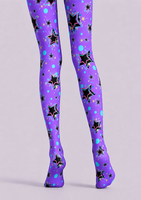 Rave Festival Neon Star Tights Hosiery Pantyhose L69-57