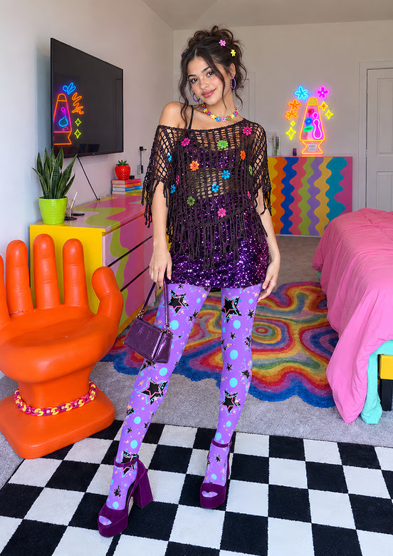 Rave Festival Neon Star Tights Hosiery Pantyhose L69-57