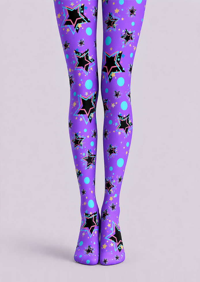 Rave Festival Neon Star Tights Hosiery Pantyhose L69-57